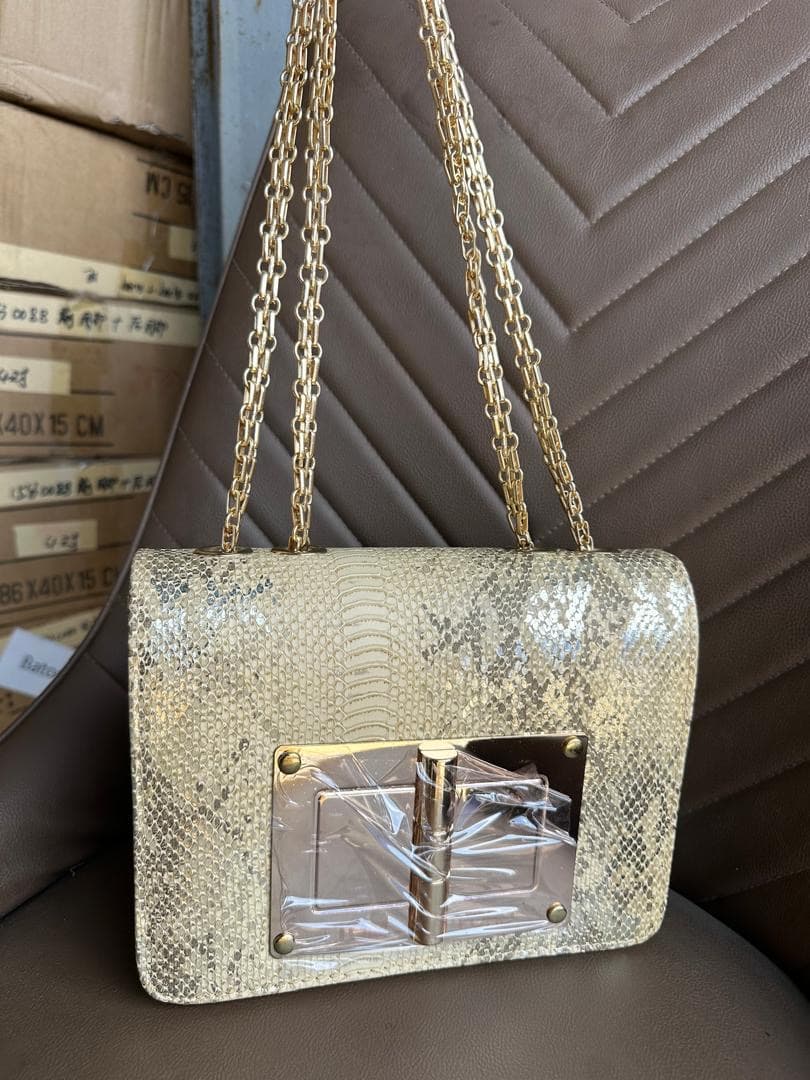 Sac python champagne, Sacs femme · fermoir métal