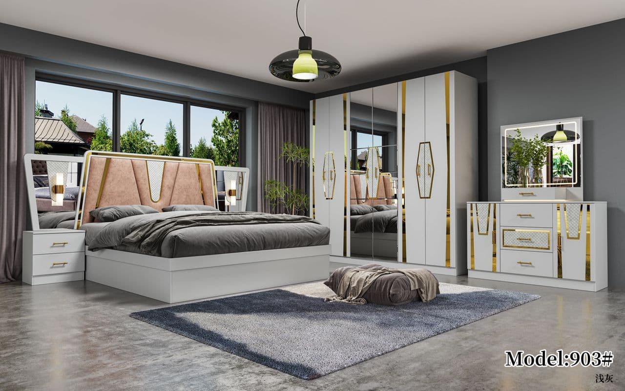 Chambre blanche & rose, Chambres · tête de lit capitonnée