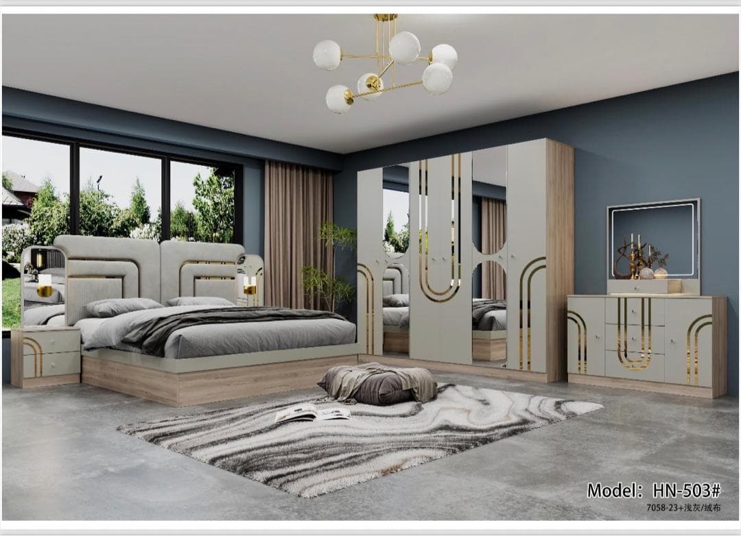 Chambre grise & dorée, Chambres · avec coiffeuse