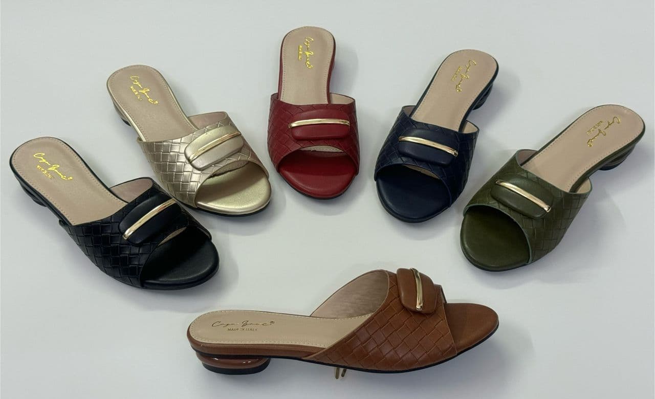 Mules tressées dorées, Chaussures femme · 6 coloris