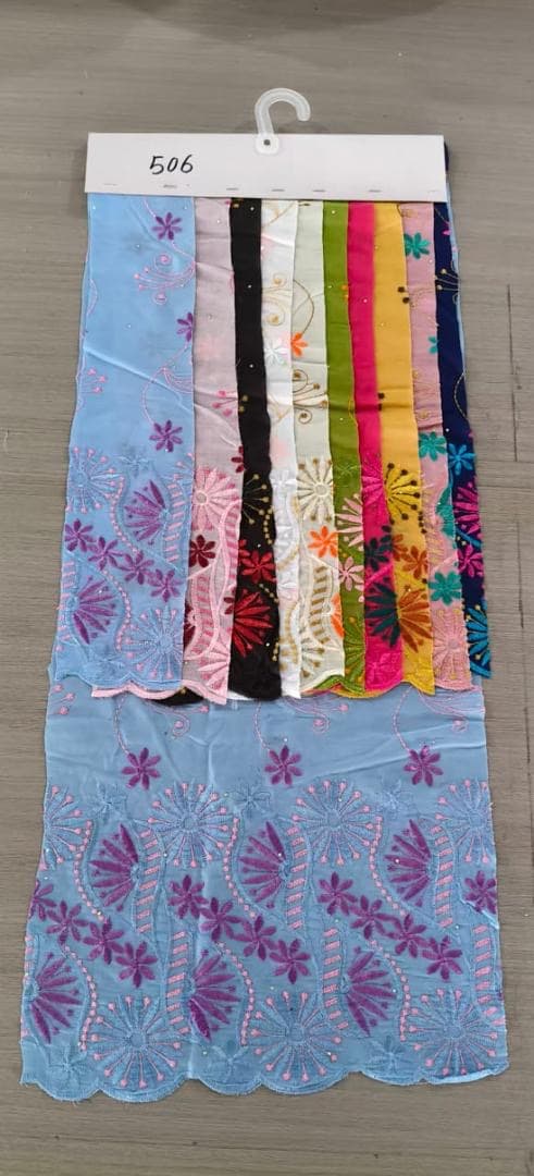 Brodé pastel ciel, Textiles · voile brodé